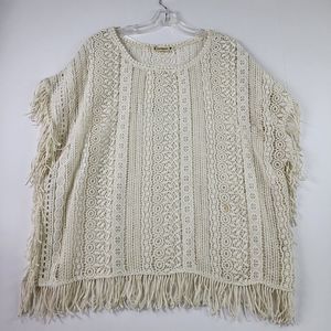Ruff Hewn blouse Womens Size XL White Lace Crochet sleeveless poncho beach